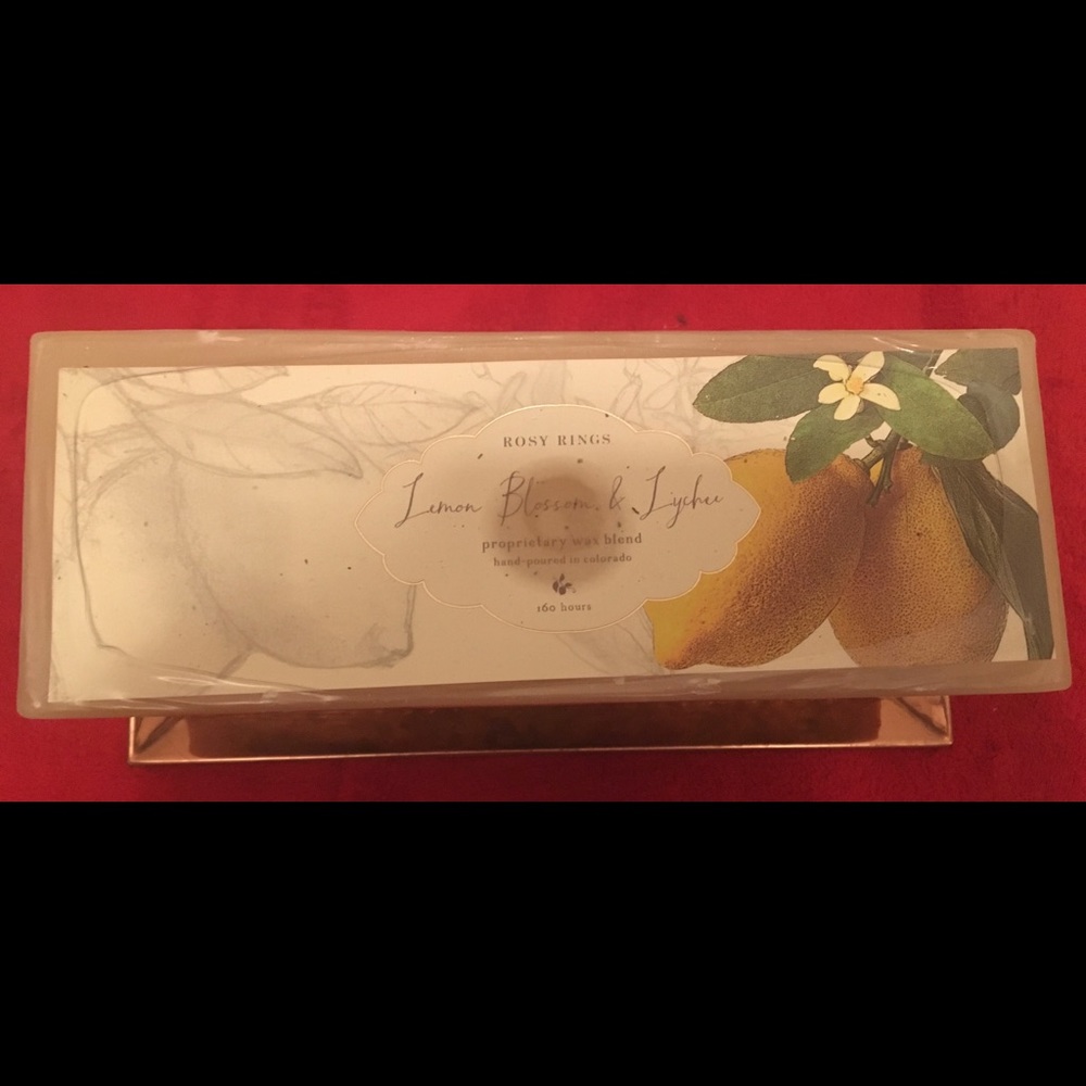 One  More ROSY RINGS Brand New Lemon Blossom & Lychee Botanical Brick Candle